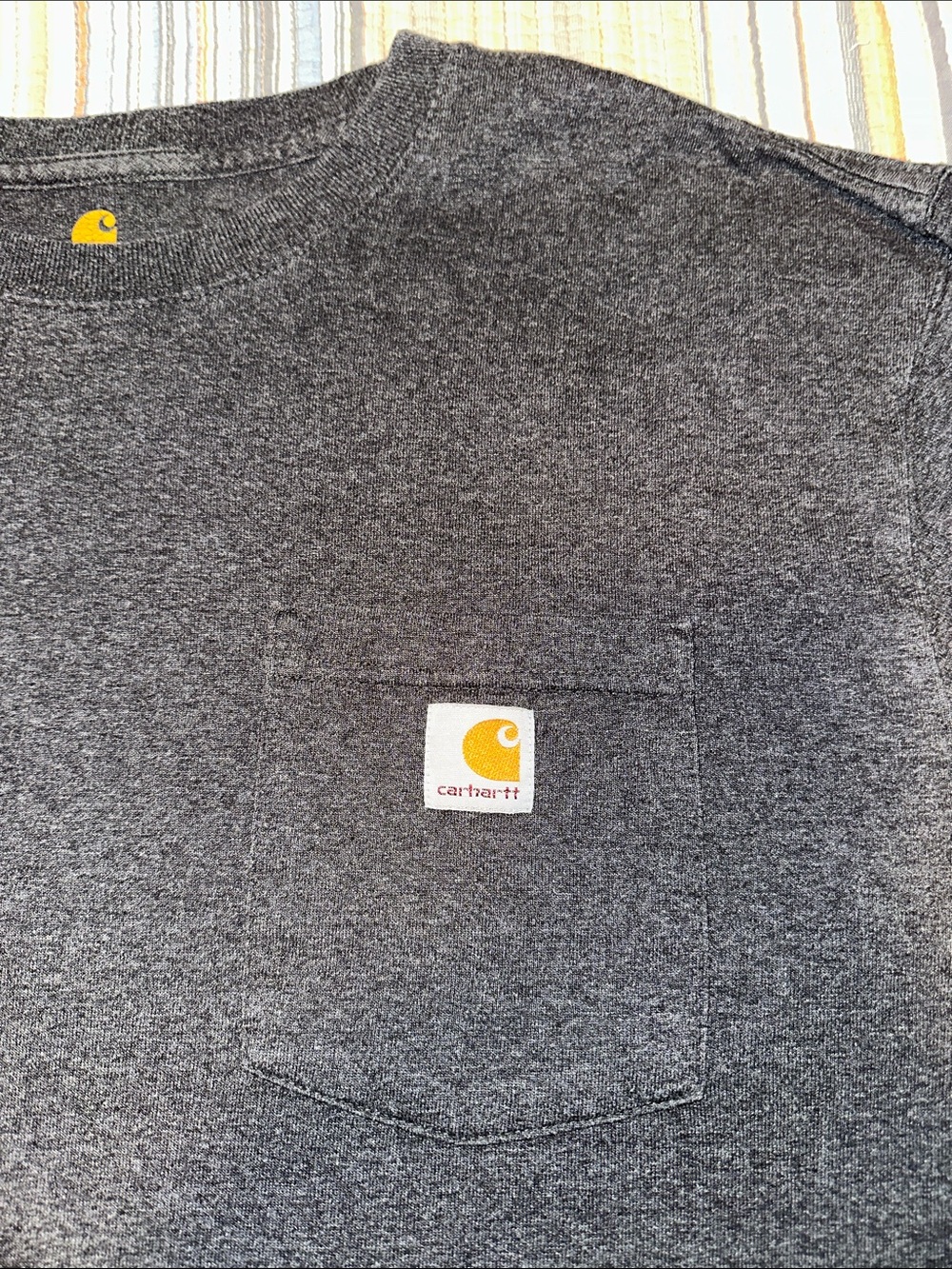 Carhartt Gray Long Sleeve Pocket Tee + Dark Green Short Sleeve Pocket Tee - Picture 9 of 12